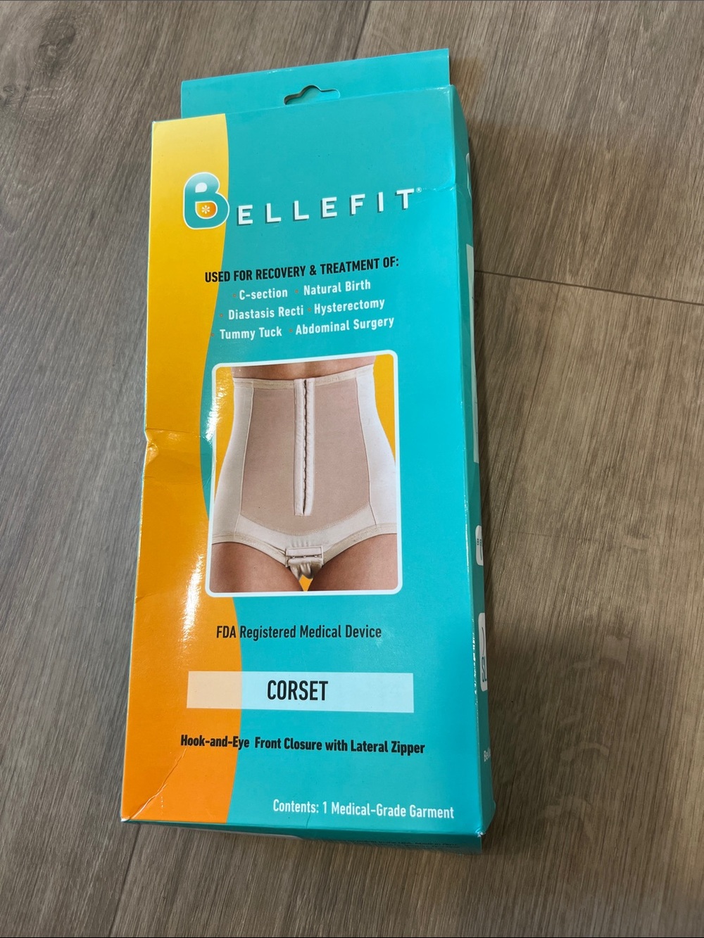 Bellefit Women's Beige Postpartum Corset - Hook & Zipper Closure